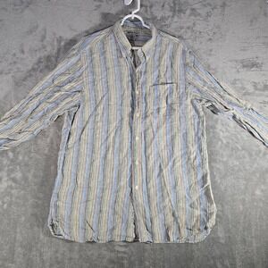 Lucky Brand‎ Linen Button Up Striped Casual Shirt Long Sleeve Mens Large